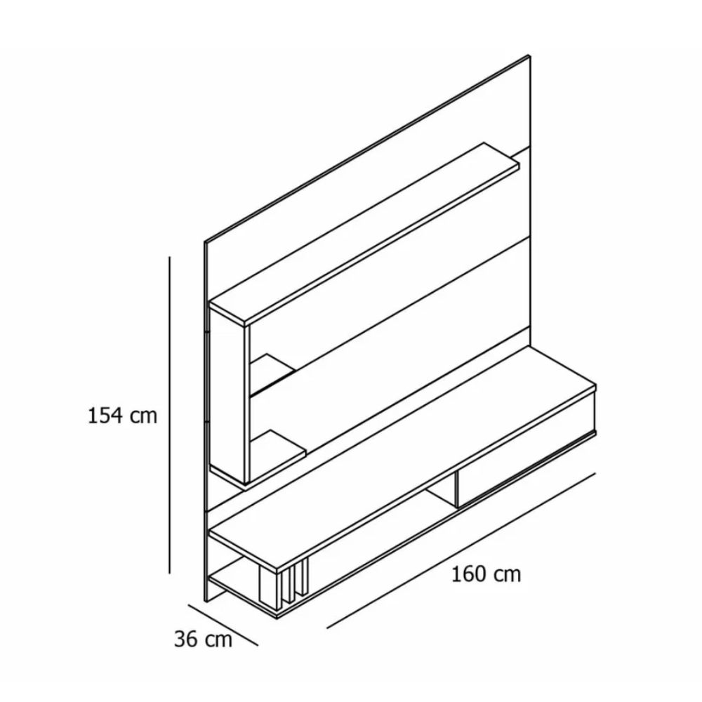 Painel Para TV Até 55" Allune Wood Giga - Off White /Freijó - 3