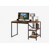 Mesa Home Office Slim Fit Prática Escritório: Preto/Canela - 1