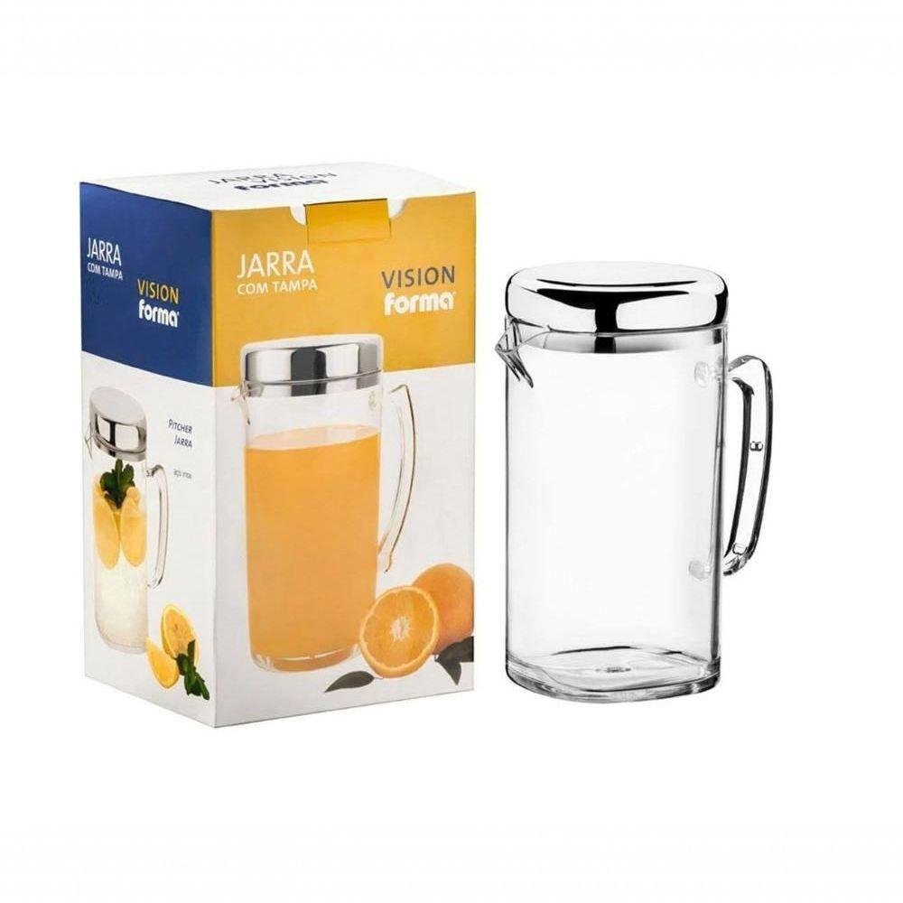 Jarra de Suco 2 Litros com Tampa Inox Água Saborizada Servir Mesa Refresco Bebidas Drinks Grande - 4