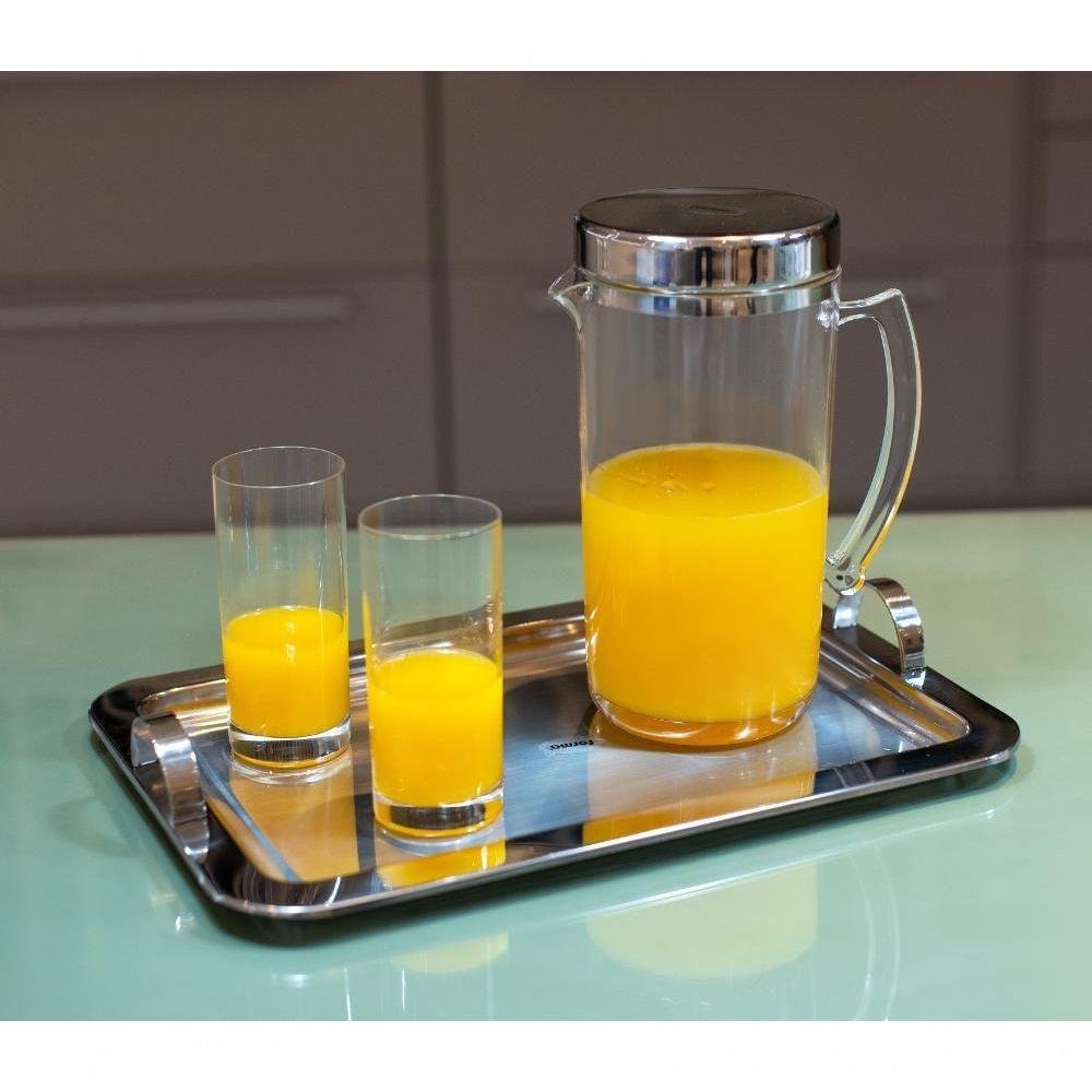 Jarra de Suco 2 Litros com Tampa Inox Água Saborizada Servir Mesa Refresco Bebidas Drinks Grande - 6