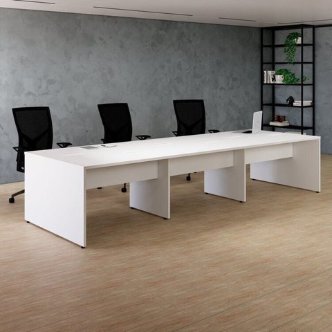 Conjunto Estação de Trabalho 6 Lugares 360x120cm Branco Yescasa
