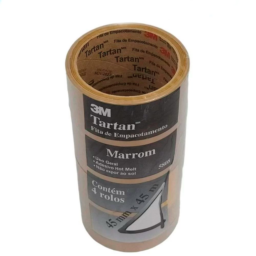 Fita para Embalagem Tatan 3M 45Mmx45M Marrom 4 Rolos - 1