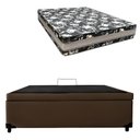 Ver imagem 2 de Cama Base Box Baú Casal Super Black Sintético Marrom + Colchão Casal Super Black D33 28x138x188