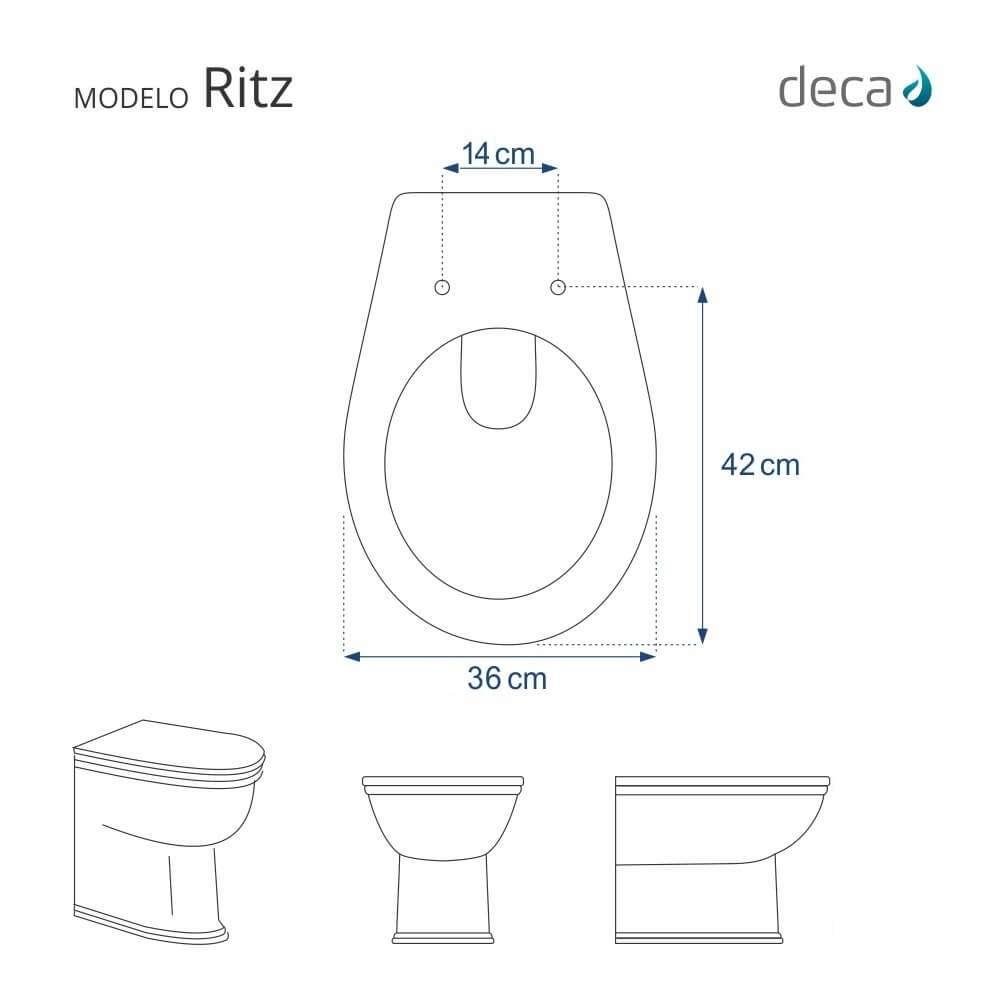 Assento Sanitário com Amortecedor Ritz Cinza Real para Vaso Deca - 3