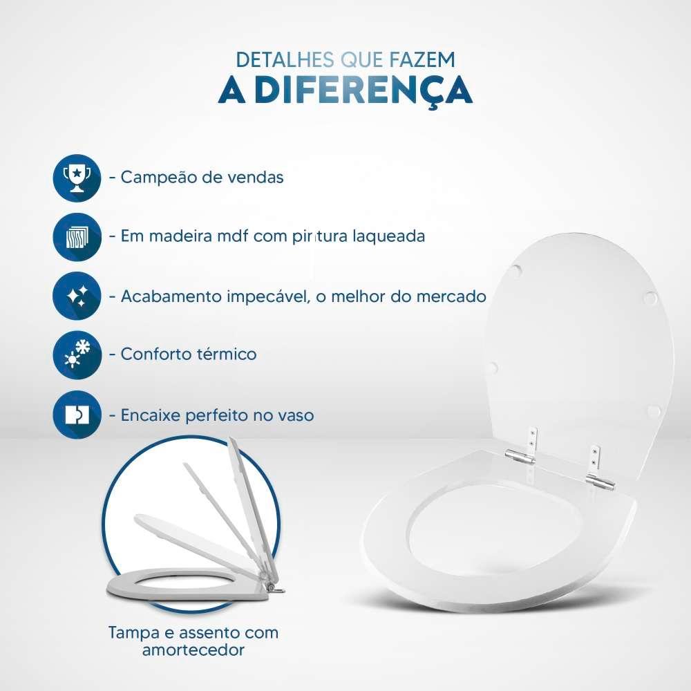 Assento Sanitário com Amortecedor Ritz Cinza Real para Vaso Deca - 5