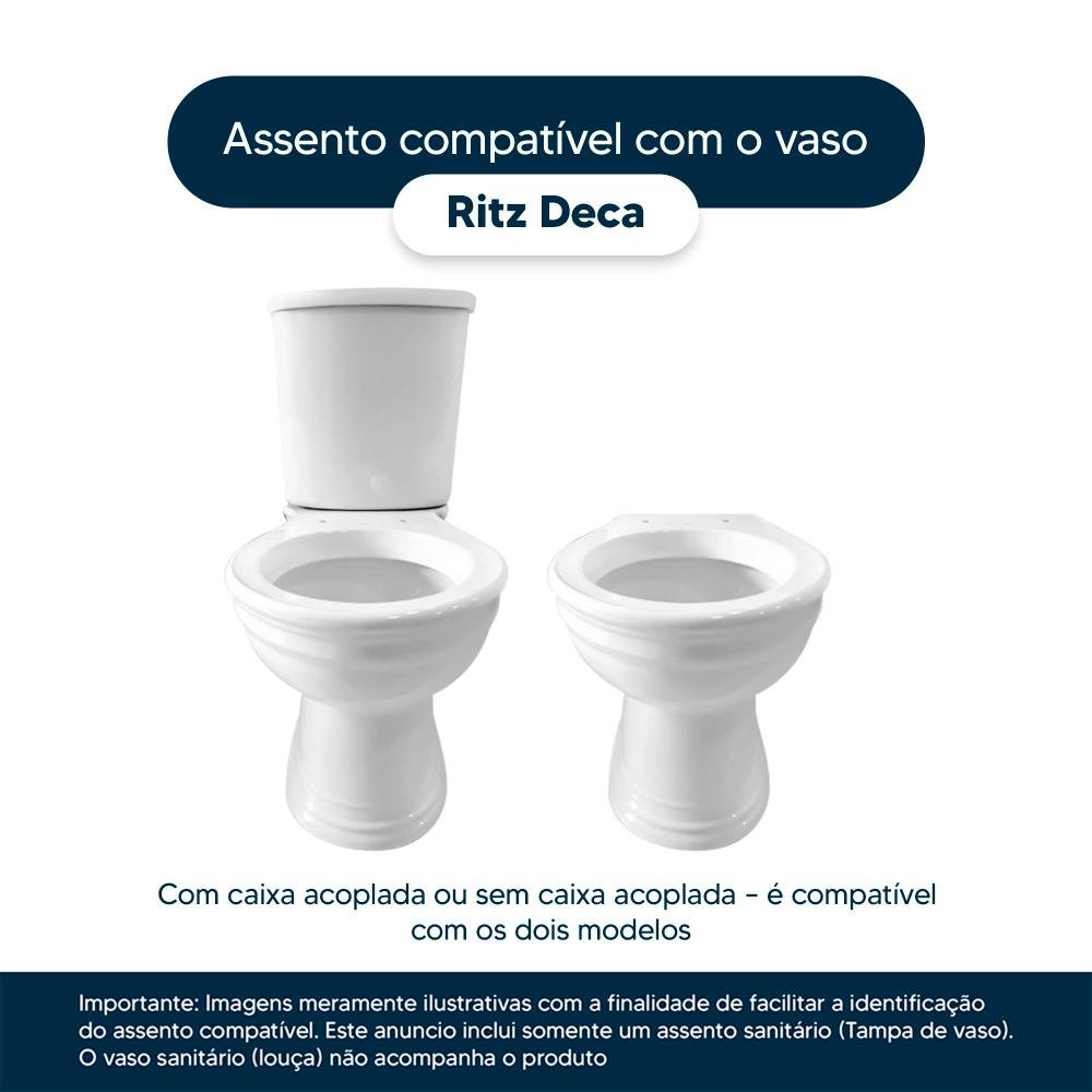 Assento Sanitário com Amortecedor Ritz Cinza Real para Vaso Deca - 4