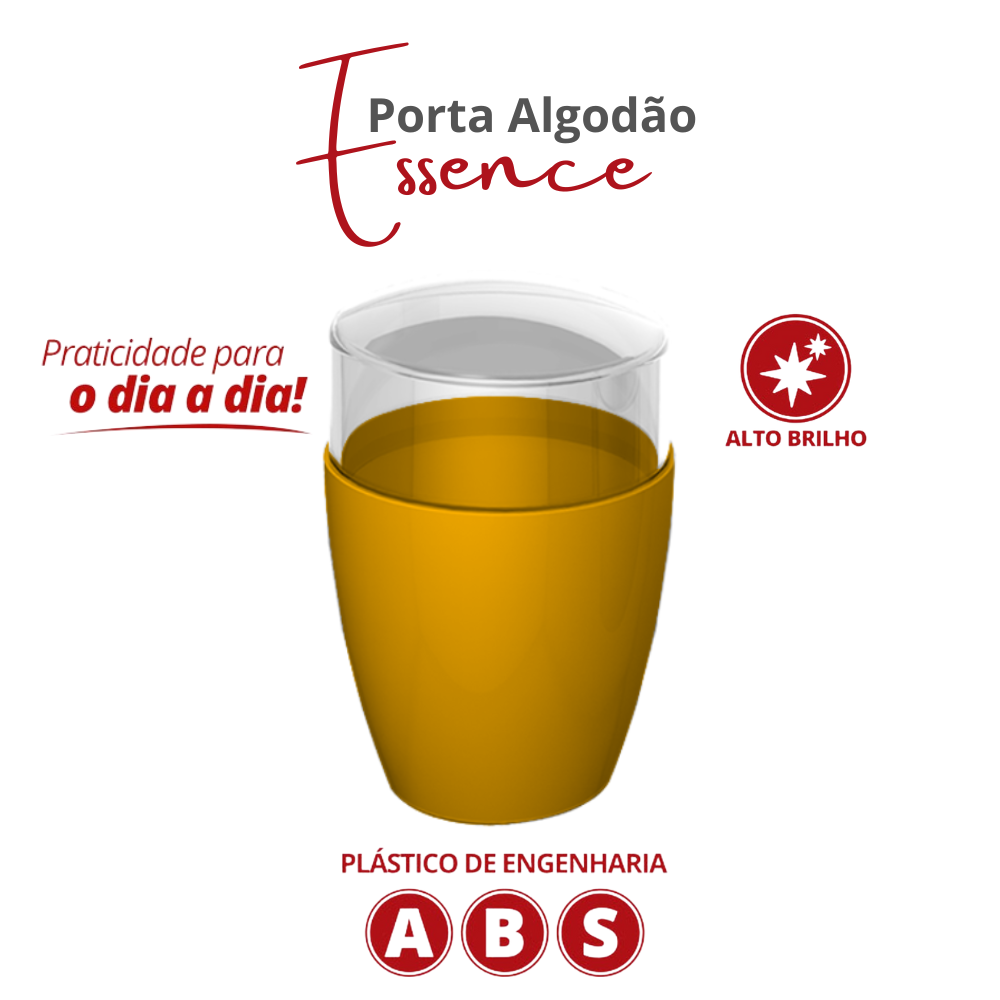 Porta Algodão e Cotonete para Banheiro Essence Cor Amarelo Durín - 2