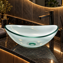 Ver imagem 6 de Cuba de Apoio Vidro Incolor Modelo Canoa 10mm 43x28x11cm para Banheiro Lavabo