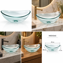 Ver imagem 7 de Cuba de Apoio Vidro Incolor Modelo Canoa 10mm 43x28x11cm para Banheiro Lavabo