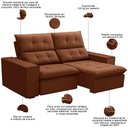 Ver imagem 3 de Sofá Retrátil Reclinável para Sala 3 Lugares 210cm Vincent F04 Veludo Terracota - Lyam Decor