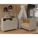 Ver imagem 2 de Jogo de Quarto Infantil Cômoda Casinha 1 Porta e Berço Americano Mimo Fendi/nature - Permóbili