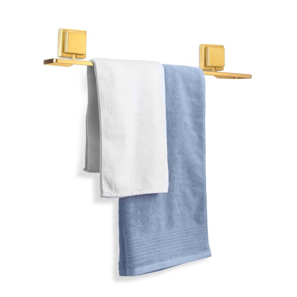 Porta Toalha de Banho Rosto Dourado Fosco Fixação sem Furo - 2