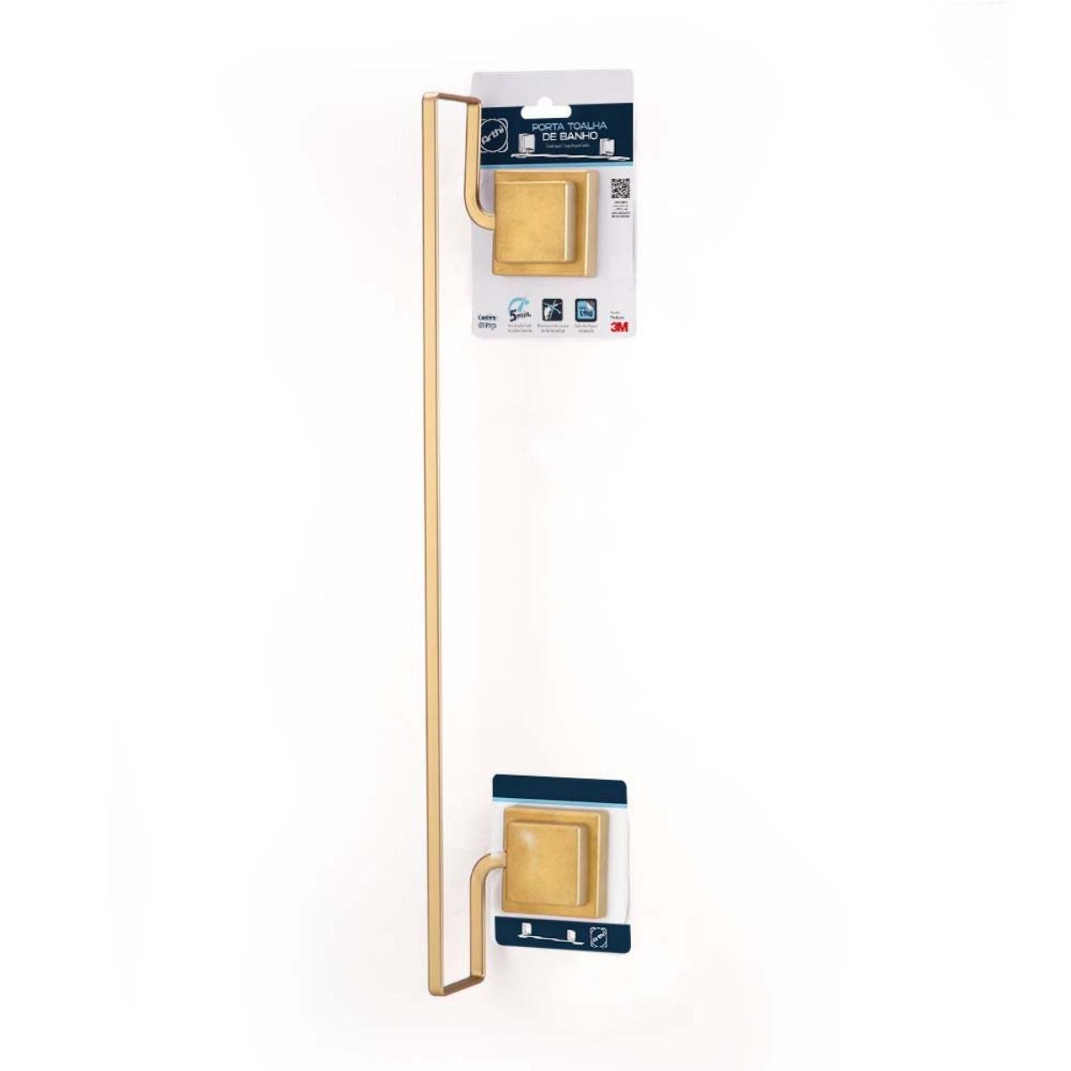 Porta Toalha de Banho Rosto Dourado Fosco Fixação sem Furo - 4