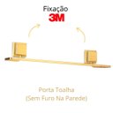 Ver imagem 1 de Porta Toalha de Banho Rosto Dourado Fosco Fixação sem Furo