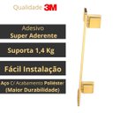 Ver imagem 3 de Porta Toalha de Banho Rosto Dourado Fosco Fixação sem Furo