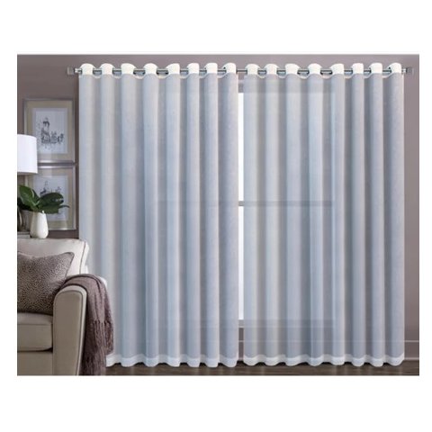 Cortina Gaze de Linho Branco 6,00 X 2,60 sem Forro Sala/quarto