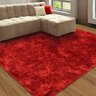 Tapete de Sala Peludo Pelliccia 1,00Mx1,40M Vermelho Casen - 1