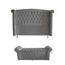 Ver imagem 1 de Kit Realeza Cabeceira de Cama Box e Calçadeira Baú King 195 Cm Suede Prata Eli Móveis