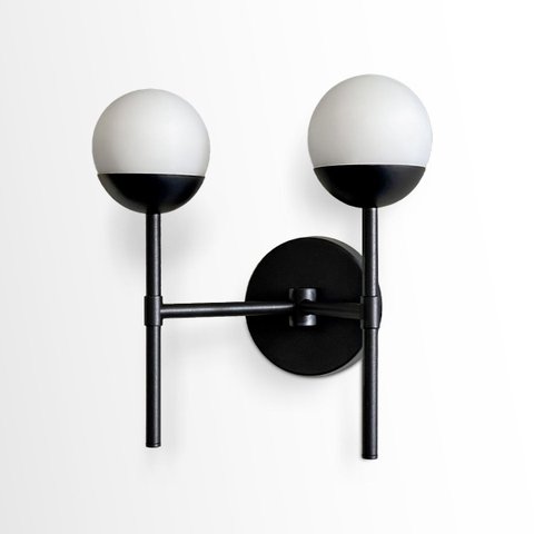 Arandela Luminária de Parede Moderna de 2 Globo de Vidro 12cm Decoração Casa Sala Quarto Banheiro