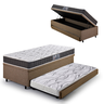 Bicama Box Baú Solteiro Linho Marrom 88x188 com Colchão Pantanal Espuma D28 Anjos - 1