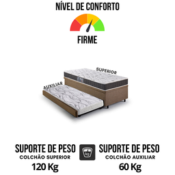 Bicama Box Baú Solteiro Linho Marrom 88x188 com Colchão Pantanal Espuma D28 Anjos - 7