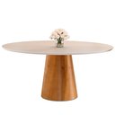 Ver imagem 1 de Mesa de Jantar Calêndula - Base Cone Madeira Laminada - Tampo Redondo Chanfrado 100% Mdf e Vidro Col