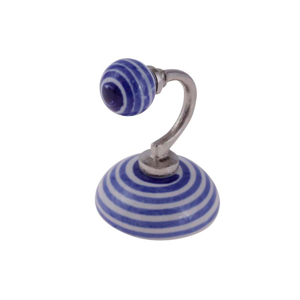 Cabide Gancho de Parede Cerâmica e Metal Círculo Azul 8x6 Cm - 2