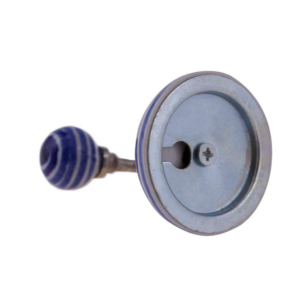 Cabide Gancho de Parede Cerâmica e Metal Círculo Azul 8x6 Cm - 3
