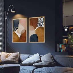 Kit 2 Quadros Decorativos Formas Elegante Sala - 2