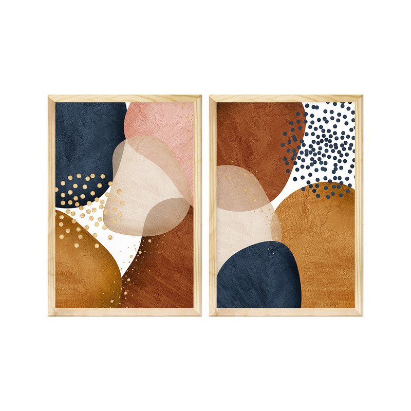 Kit 2 Quadros Decorativos Formas Elegante Sala