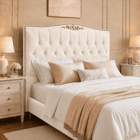 Cabeceira Cama Casal Queen Greta 160cm Estofada Bouclê Moscow Design Clássico