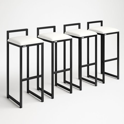 Kit 4 Banqueta Metal Alta Balcão Área Gourmet Bancada Cozinha Bistrô Moderno Couro Sintético