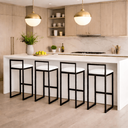 Ver imagem 3 de Kit 4 Banqueta Metal Alta Balcão Área Gourmet Bancada Cozinha Bistrô Moderno Couro Sintético