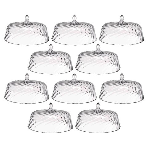 Kit 8 Cúpulas para Bolo de Plástico 30cm Transparente Tortas Doces Confeitaria Hotel Crippa