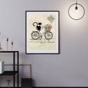 Ver imagem 1 de Quadro Gato Bicicleta Flores - 60x48cm:madeira Preta