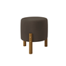 Puff Redondo Luxo Apolo com Pés em Madeira Maciça:suede Marrom - 1