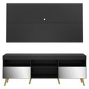 Ver imagem 3 de Rack Com Painel Tv 65" Retrô Com Espelho Flórida Multimóveis V3138 Preto/Natural Preto/Natural
