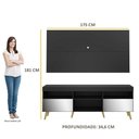 Ver imagem 4 de Rack Com Painel Tv 65" Retrô Com Espelho Flórida Multimóveis V3138 Preto/Natural Preto/Natural