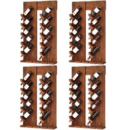 Kit 04 Adegas De Parede Kansas Madeira Maciça 10 Garrafas Suporte Para Taças W02 Imbuia - Lyam - 1