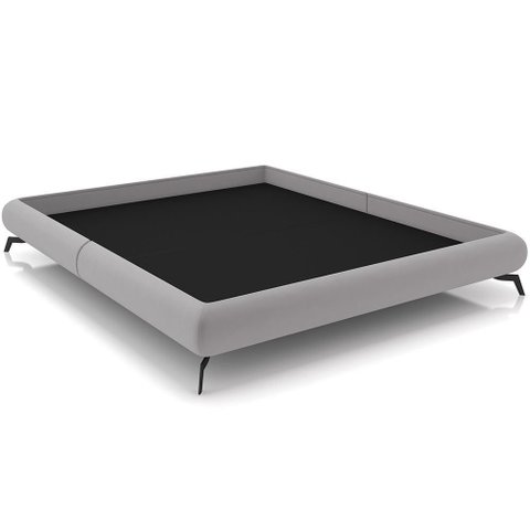 Cama Casal Base Box Pés de Ferro Estilo Industrial 156cm Otto P05 Veludo Cinza - Lyam Decor