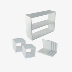 Kit com 7 Peças Nichos e Prateleiras Mdf Branco Tx Nchbr015