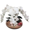 Ver imagem 1 de Arranjo Flores Real Orquídeas Brancas 4 Galhos Vaso Rosé