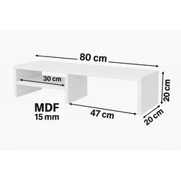 Suporte de Monitor em Mdf Branco Tx 80cm com Prateleira Lateral Design Clean e Funcional - 2