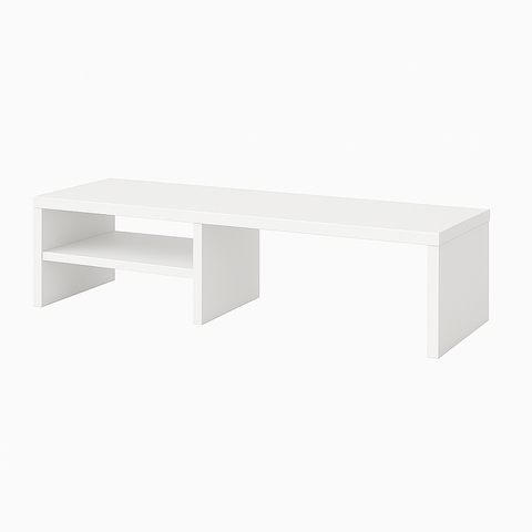 Suporte de Monitor em Mdf Branco Tx 80cm com Prateleira Lateral Design Clean e Funcional