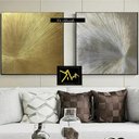 Ver imagem 3 de Quadro Abstrato Moderno Pintado Ouro Dourado Sala Original