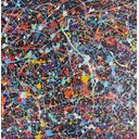 Ver imagem 3 de Quadro Pintado A Mão Abstrato - Pollock Preto Colorido