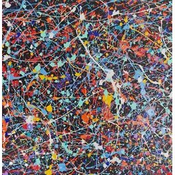 Quadro Pintado A Mão Abstrato - Pollock Preto Colorido - 3