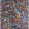 Quadro Pintado A Mão Abstrato - Pollock Preto Colorido - 3