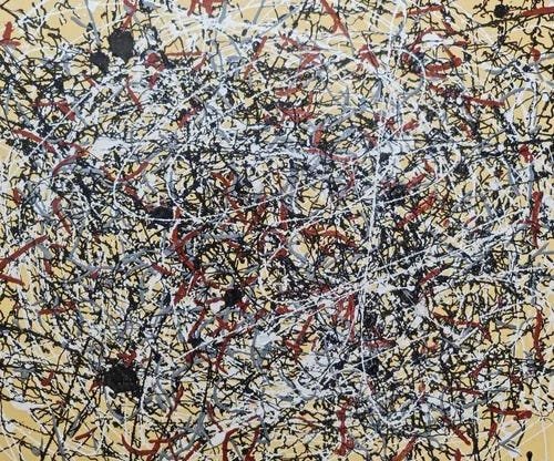 Quadro Pintado A Mão - Pollock Marrom Colorido - 3