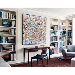 Quadro Abstrato Para Sala Hall - Pollock Branco Colorido - 2